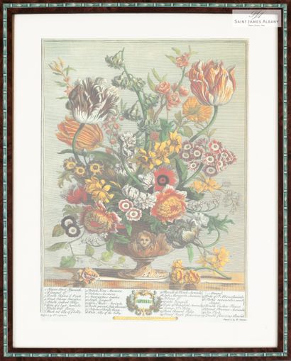 En provenance de l'Hôtel Saint James Albany "Les mois de l'année, bouquets de fleurs",...