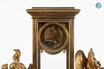 null 
From a prestigious Parisian Palace 


Clock in gilt bronze and grey marble...