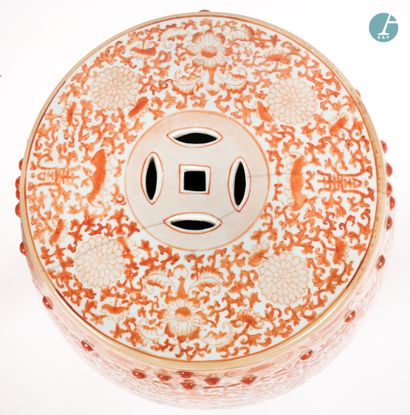 null 
From a prestigious Parisian Palace 
﻿﻿﻿
Pair of ochre and white enamelled ceramic...