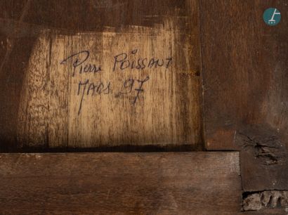 En provenance d'un prestigieux Palace parisien 
Curved chest of drawers in natural...