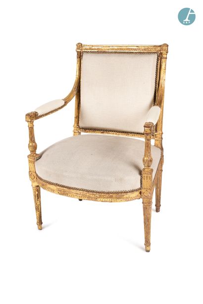 null 
From a prestigious Parisian Palace 
﻿
Armchair with straight back in moulded,...