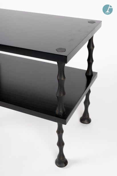 null 
From a prestigious Parisian Palace 


Pair of black lacquered wooden sideboards...