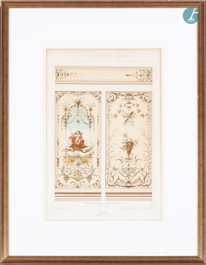 En provenance d'un prestigieux Palace parisien 
Set of four framed pieces, three...