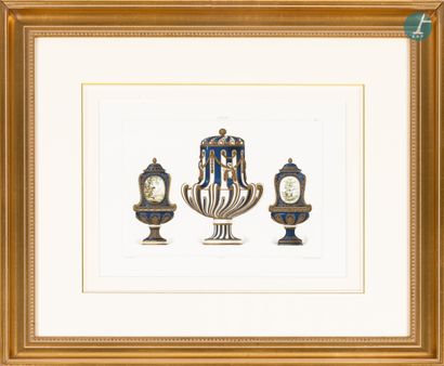 En provenance d'un prestigieux Palace parisien 
Set of four framed pieces, reproductions...