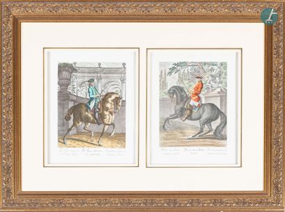 En provenance d'un prestigieux Palace parisien 
Set of four framed pieces on the...