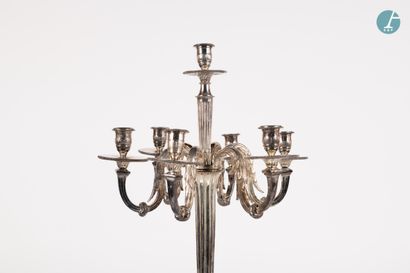 null 
From a prestigious Parisian Palace 


Silver metal candelabra with seven arms...