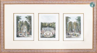 null 
Set of five framed pieces, reproductions after Jean-Baptiste Hilaire, Fragonard,...