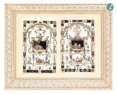 null 
From a prestigious Parisian Palace 


Set of four framed pieces including a...