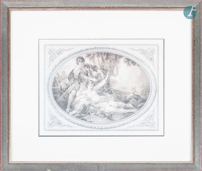 En provenance d'un prestigieux Palace parisien 
Set of three framed pieces, reproductions...