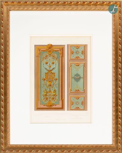 En provenance d'un prestigieux Palace parisien 
Trois reproductions de gravures représentant...