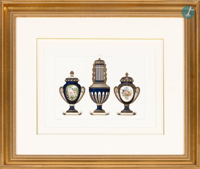 En provenance d'un prestigieux Palace parisien 
Set of four framed pieces, reproductions...