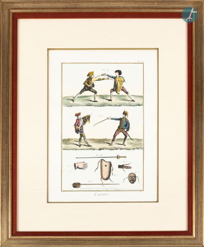 null 
From a prestigious Parisian Palace 


Lot of five framed pieces including two...
