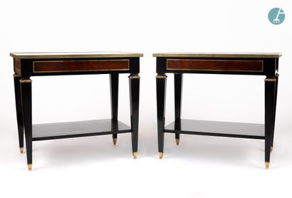 null 
From a prestigious Parisian Palace 


Pair of tables in blackened and mahogany...