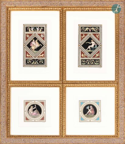 null 
From a prestigious Parisian Palace 


Set of four framed pieces, reproductions...