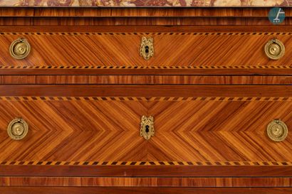 null 
From a prestigious Parisian Palace 


Veneered wood chest of drawers, chased...