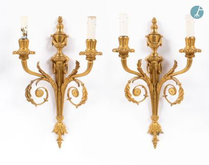 null 
From a prestigious Parisian Palace 


Pair of chased and gilt bronze wall lights...