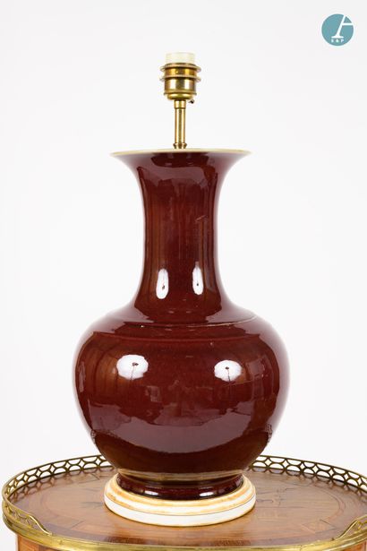 null 
From a prestigious Parisian Palace 


Two vases mounted in lamps, oxblood red...