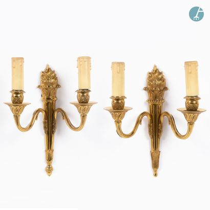 null 
From a prestigious Parisian Palace 


Pair of chased and gilded bronze wall...
