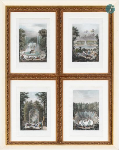 null 
From a prestigious Parisian Palace 


Set of four framed pieces, reproductions...