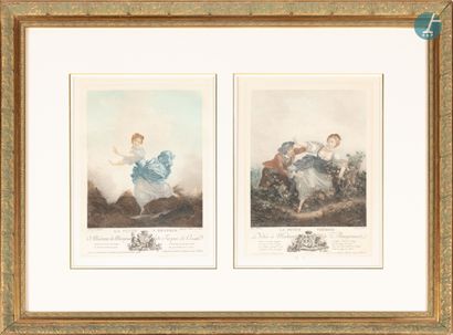 null 
From a prestigious Parisian Palace 


Lot of five framed pieces including two...