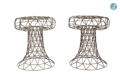 En provenance de l'ancien Hôtel W Paris-Opéra 
Pair of mushroom-shaped stools, made...