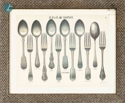 null Set of four framed reproductions on the theme of cutlery.

39cmx47cm