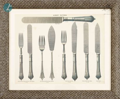 null Set of four framed reproductions on the theme of cutlery.

39cmx47cm