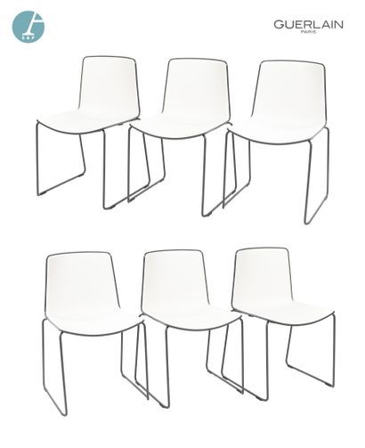 null PEDRALI, modèle tweet, 6 chaises en plastique blanc, liseré gris anthracite,...