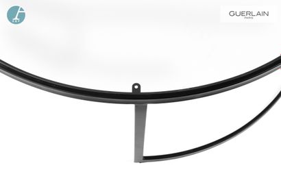 null Table basse circulaire piètement en aluminium laqué noir, dessus de verre. H...