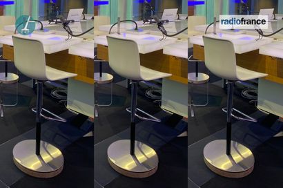 null 
VITRA, set of three HAL BARSTOOL stools, white model, polypropylene and steel....
