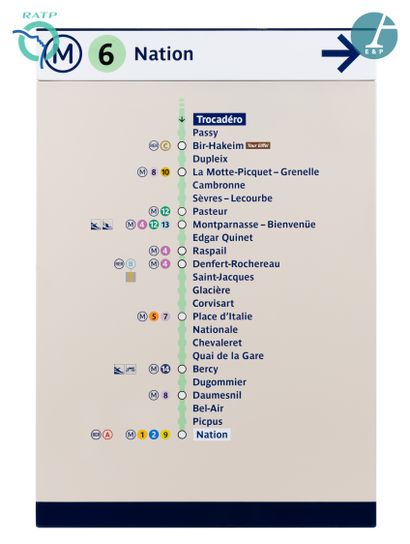  En provenance de la station Trocadero : une plaque émaillée 
Métro 6 Trocadéro -...