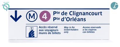null Set of 4 nameplates, enamelled iron, indicating :

1) Metro 4 Porte de Clignancourt...
