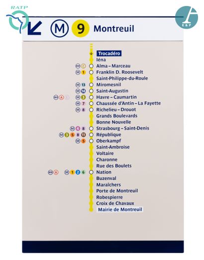  En provenance de la station Trocadero : une plaque émaillée 
Métro 9 Trocadéro -...