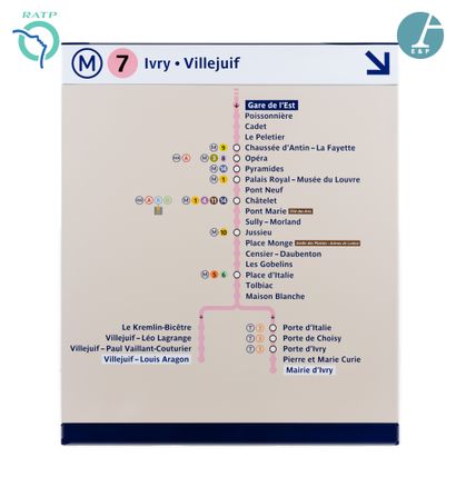  En provenance de la station Gare de l Est: une plaque émaillée 
Métro 7 Gare de...