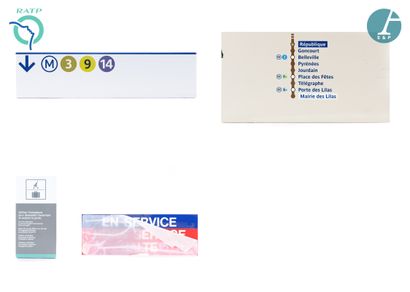 null 
Set of 3 nameplates, enamelled iron, indicating : 




1) Metro 3, 9 and 14,...