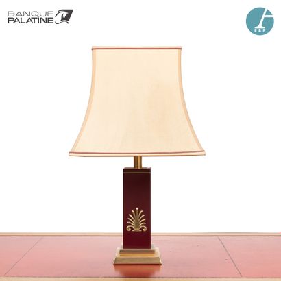 null Painted metal lamp, palmette decorated base, Empire style.

Height (with lampshade)...