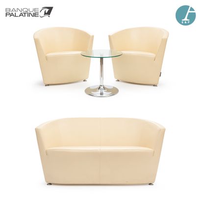 null TACCHINI Italy, Lot including a sofa with gondola back and two club chairs,...
