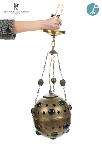 null From room #15 "The Port of the Moon

Brass lantern decorated with colored glass...