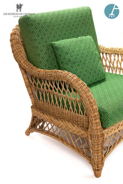 null From the Orangerie des Sources de Caudalie 

Pair of wicker armchairs. A small...
