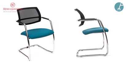 Pair of office chairs with tubular structure...