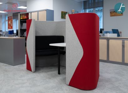 null Two seater acoustic alcove, with work table and electrical outlets, red, grey...