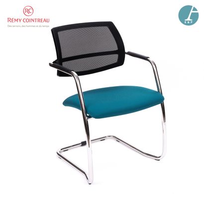 null Paire de fauteuils de bureau à structure tubulaire en acier chromé, assise en...