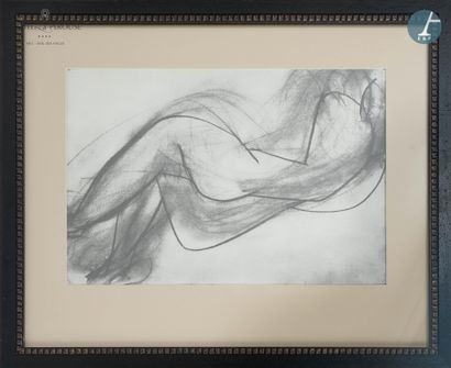 null Henri Matisse, Esquisse de femme au fusain, reproduction, cadre en bois laqué...