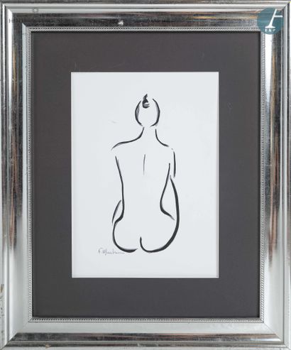 F. Mouteau, Femme nue assise de dos, reproduction,...