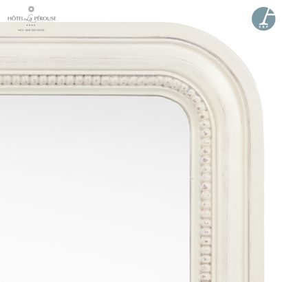 null From Room 208 - Mirror, molded and carved wood frame, white lacquered, with...