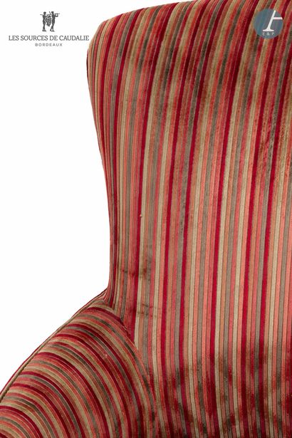 null From room 42 (Grange à Bateaux)
Pair of armchairs with natural wood legs, red...