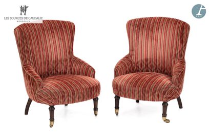 null From room 42 (Grange à Bateaux)
Pair of armchairs with natural wood legs, red...