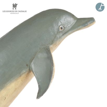 null From room 50 (Grange à Bateaux)
Dolphin in enamelled sheet metal blue gray and...