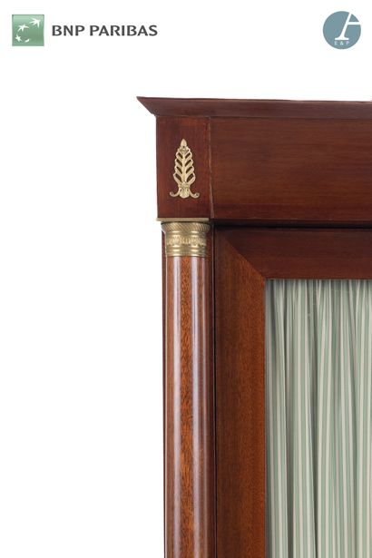 null LOT SOLD ON DESIGNATION
Mahogany bookcase with detached columns, opening to...