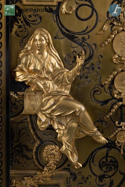 null Bottom of a cupboard after André-Charles Boulle's medals cupboards, in marquetry...